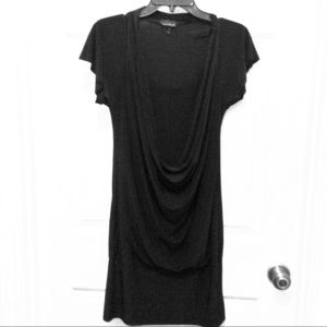 Tempted hearts L black draped front cap slv dress